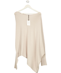 JAKI LONDON Beige Asymmetric Draped Seamless Knit Jumper Light Beige, size UK S/M — front