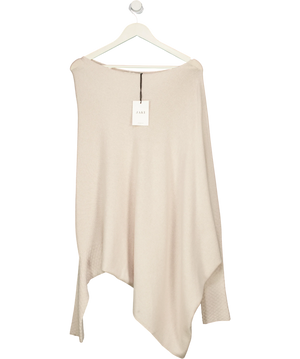 JAKI LONDON Asymmetric Draped Seamless Knit Jumper Light Beige UK S/M