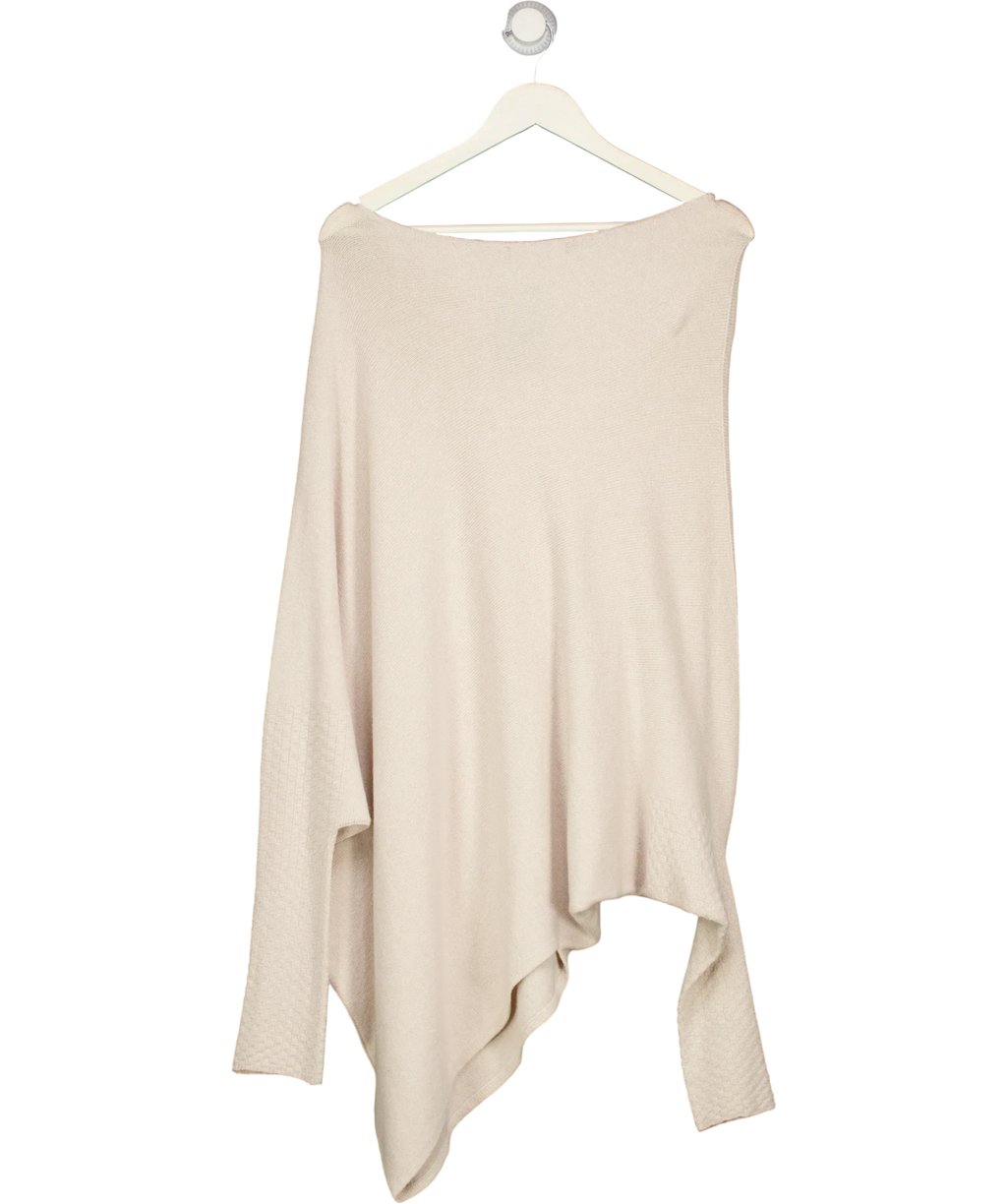 JAKI LONDON Beige Asymmetric Draped Seamless Knit Jumper Light Beige, size UK S/M — back