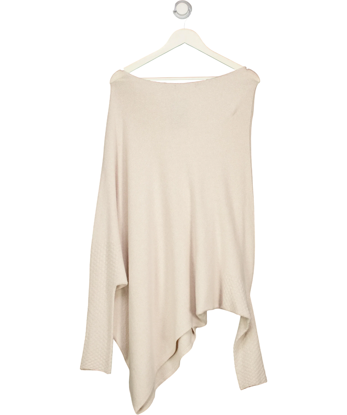 JAKI LONDON Beige Asymmetric Draped Seamless Knit Jumper Light Beige, size UK S/M — back