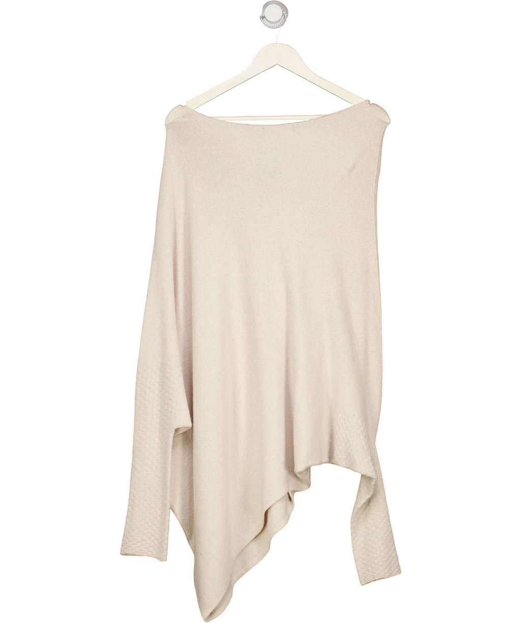 JAKI LONDON Beige Asymmetric Draped Seamless Knit Jumper Light Beige, size UK S/M — back