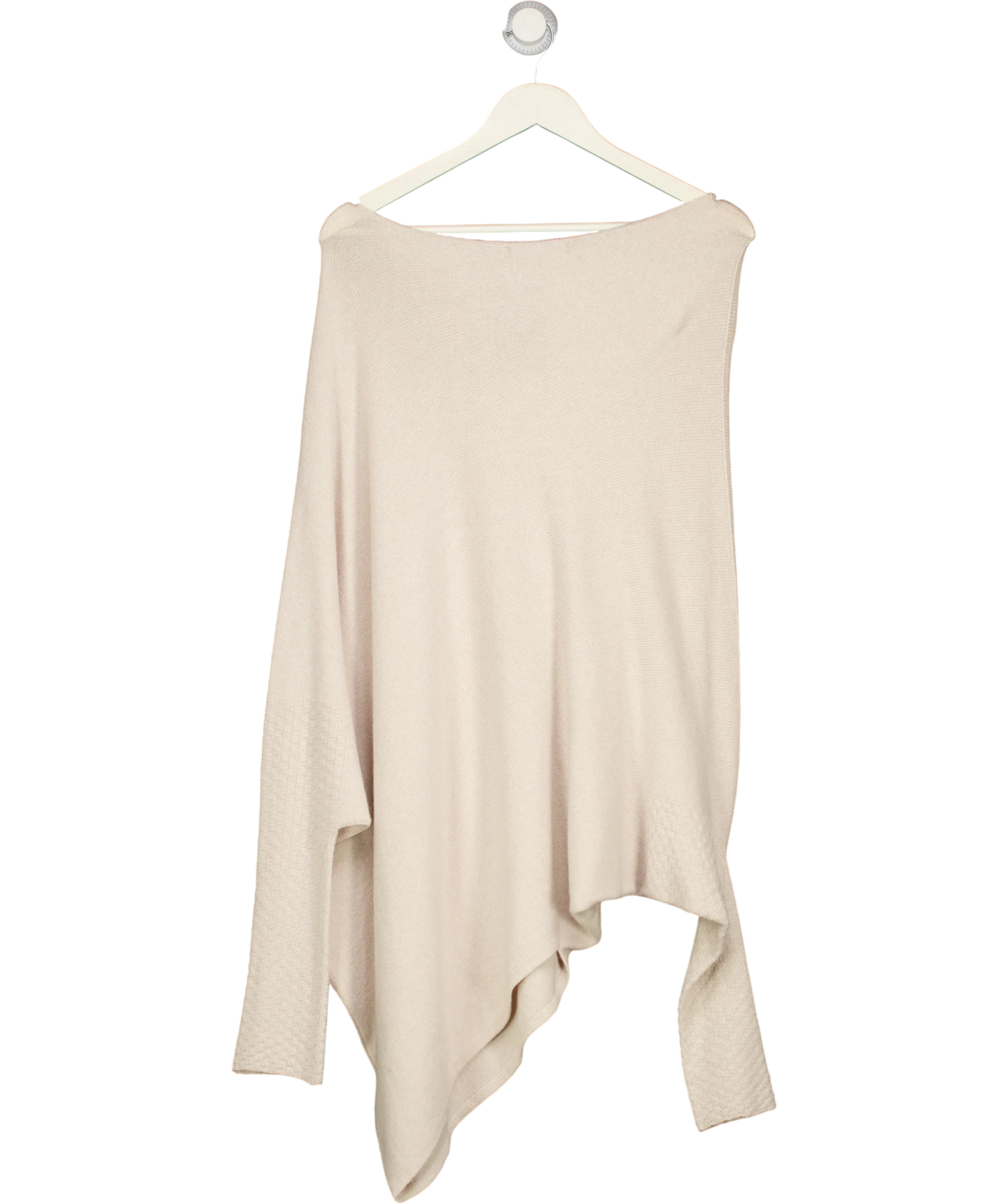 JAKI LONDON Beige Asymmetric Draped Seamless Knit Jumper Light Beige, size UK S/M — back