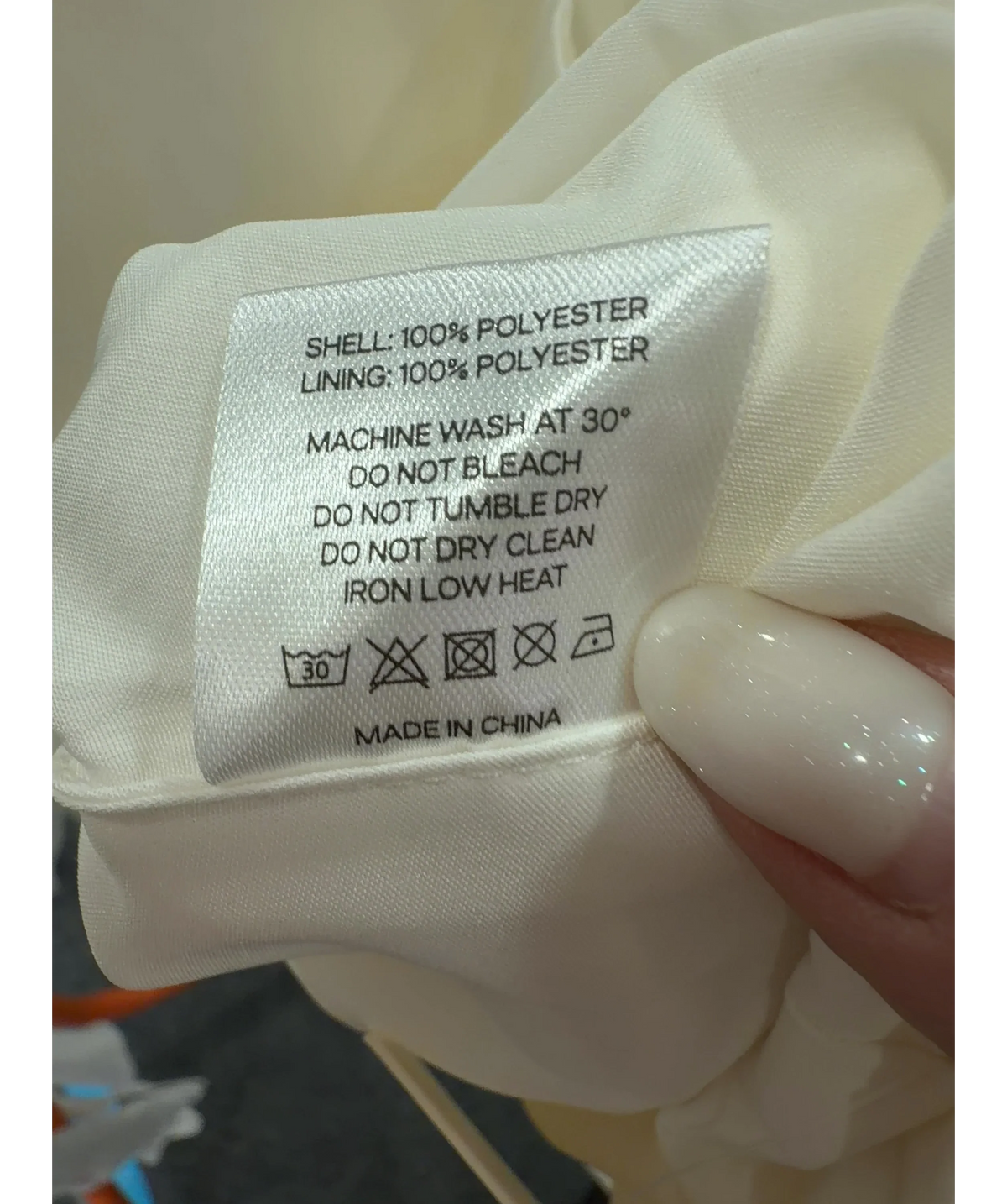 ATELIER NINETY FIVE Bubble Hem Sleeveless Satin Top Cream UK L — Materials