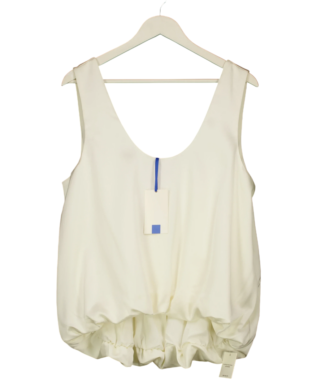 ATELIER NINETY FIVE Cream Bubble Hem Sleeveless Satin Top Cream, size UK L — front
