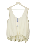 ATELIER NINETY FIVE Cream Bubble Hem Sleeveless Satin Top Cream, size UK L — front