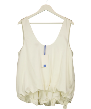 ATELIER NINETY FIVE Bubble Hem Sleeveless Satin Top Cream UK L