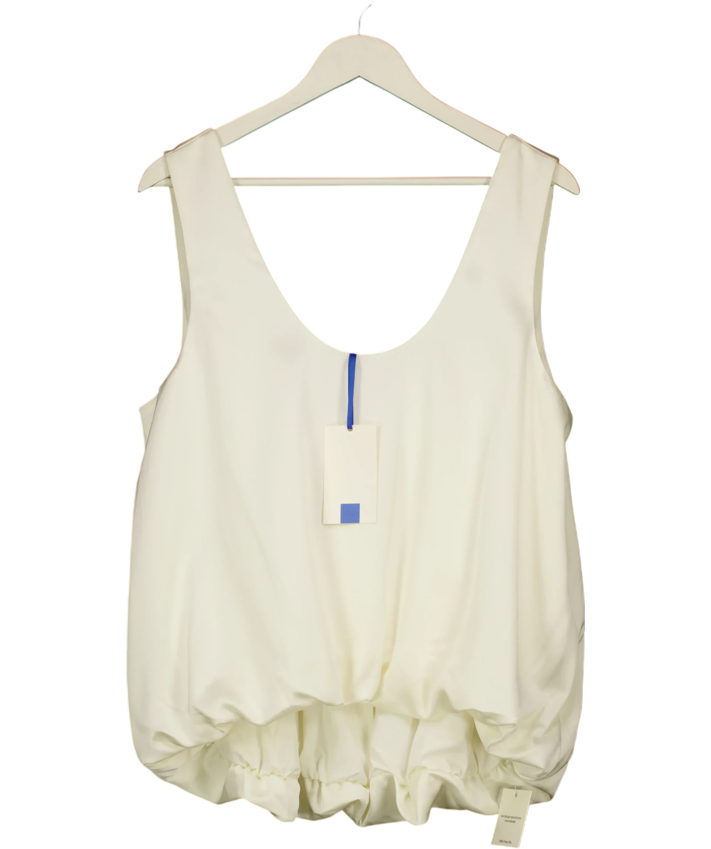 ATELIER NINETY FIVE Cream Bubble Hem Sleeveless Satin Top Cream, size UK L — front