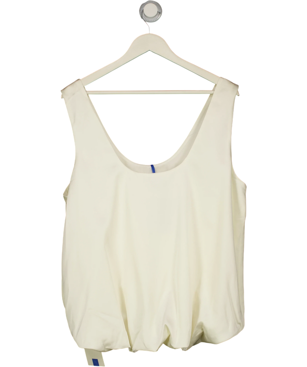 ATELIER NINETY FIVE Cream Bubble Hem Sleeveless Satin Top Cream, size UK L — back