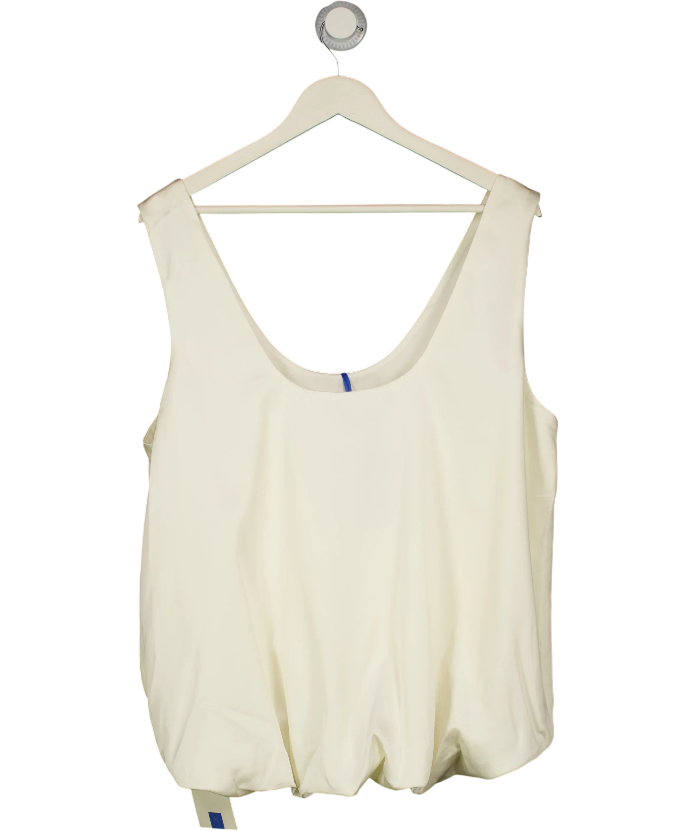 ATELIER NINETY FIVE Cream Bubble Hem Sleeveless Satin Top Cream, size UK L — back