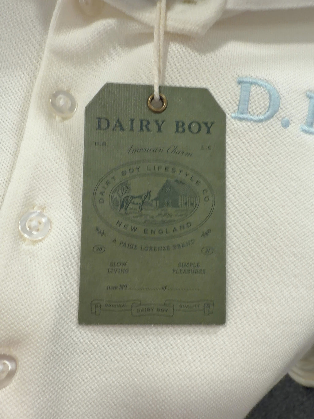 Dairy Boy White Baby Polo Soft White, size UK S — detail