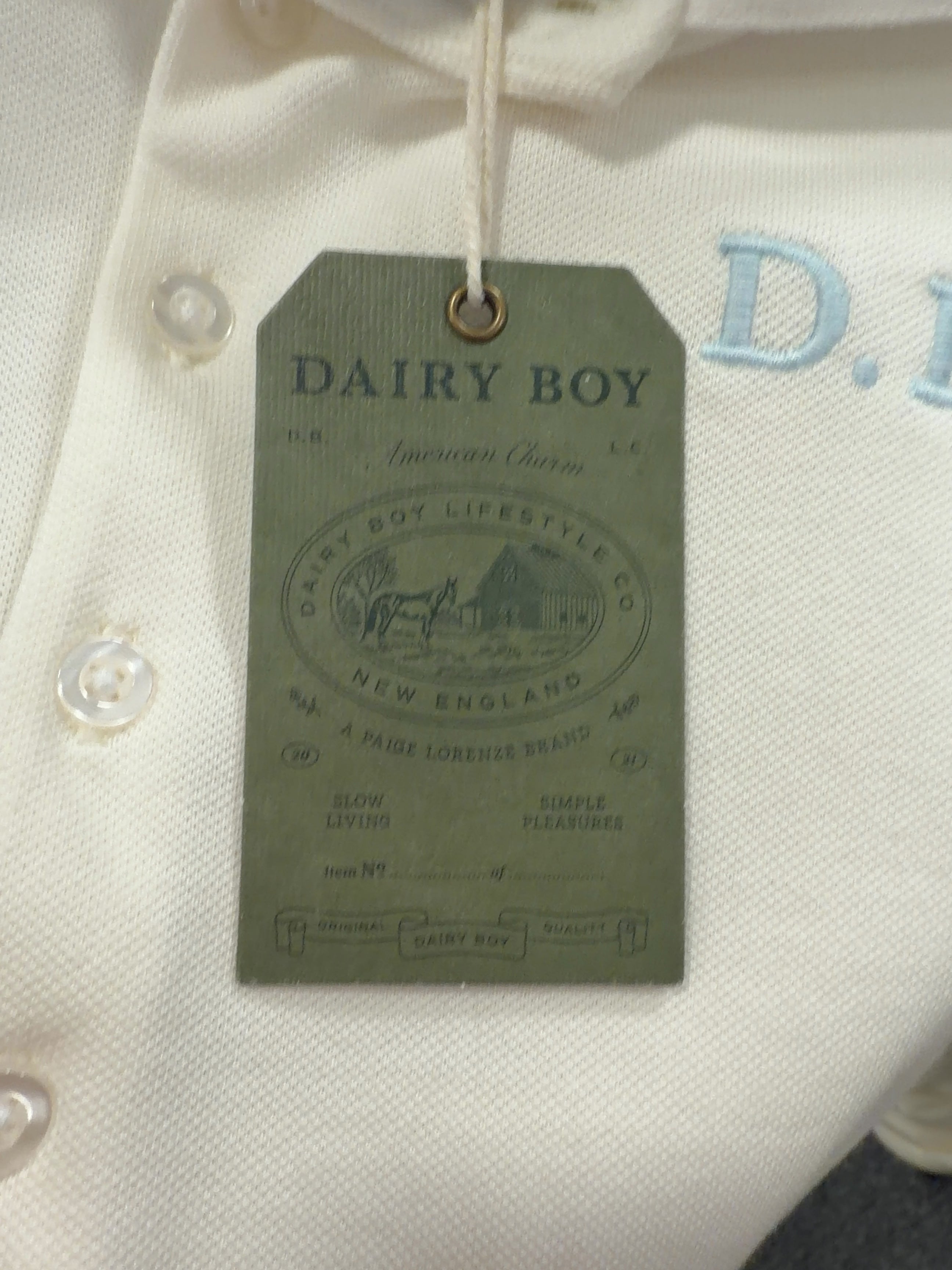 Dairy Boy White Baby Polo Soft White, size UK S — detail