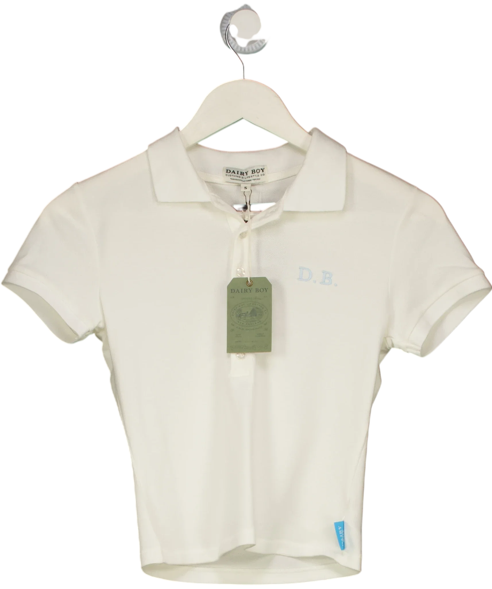 Dairy Boy White Baby Polo Soft White, size UK S — front