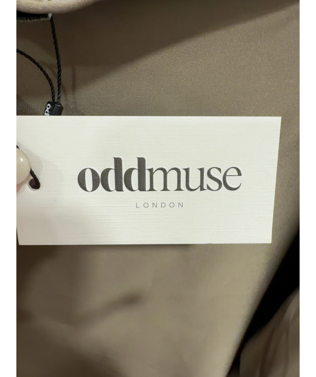 ODD MUSE Beige Satin Wrap Top Mushroom BEIGE, size UK XS — detail