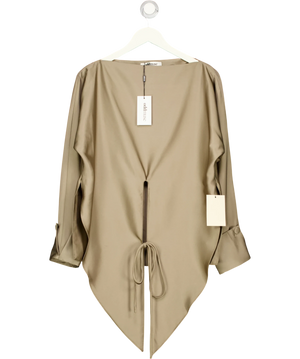 ODD MUSE Satin Wrap Top Mushroom Beige UK XS