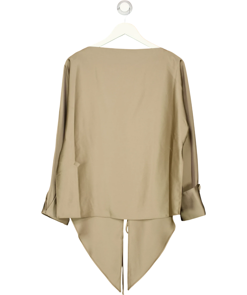 ODD MUSE Beige Satin Wrap Top Mushroom BEIGE, size UK XS — back