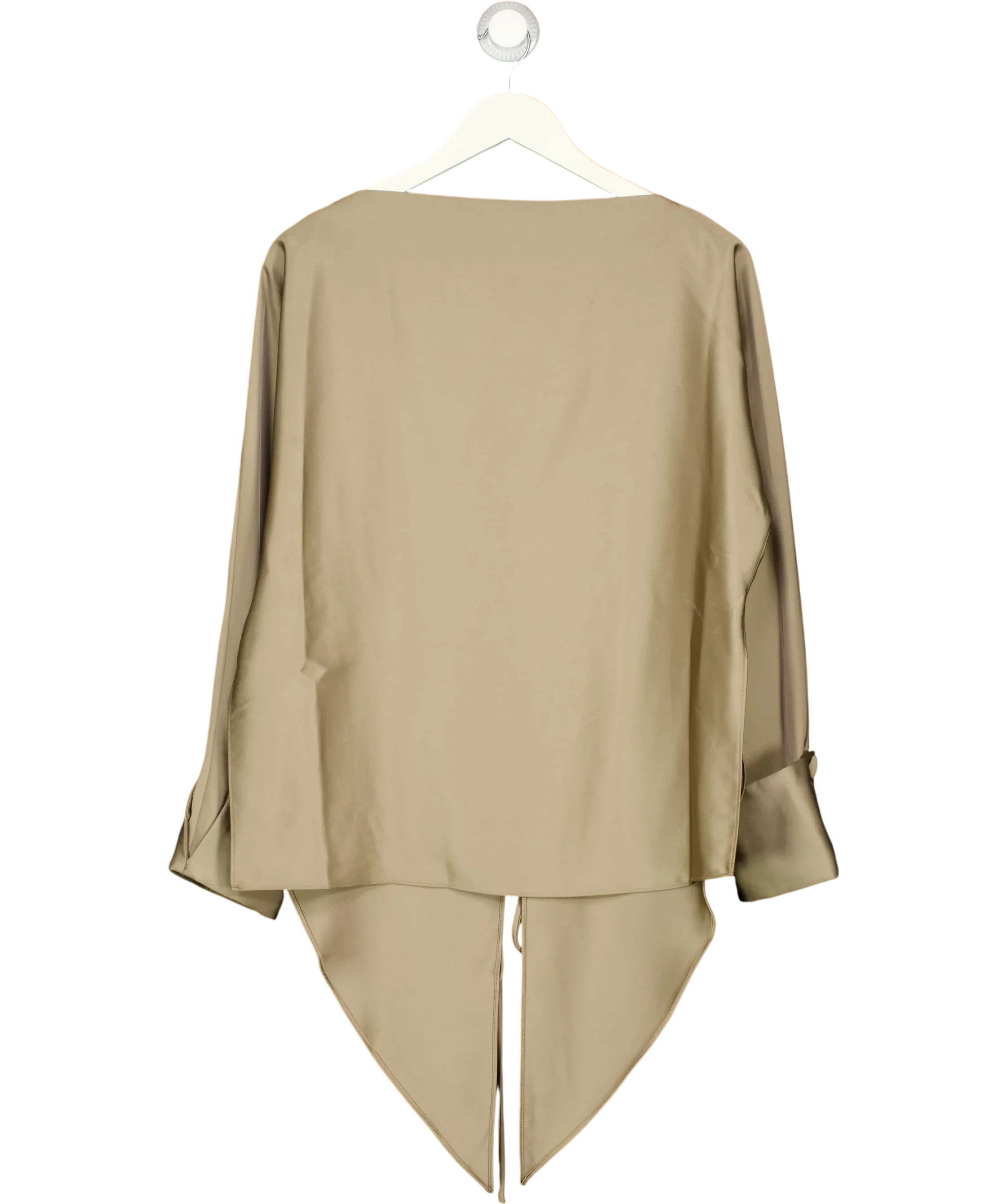 ODD MUSE Beige Satin Wrap Top Mushroom BEIGE, size UK XS — back