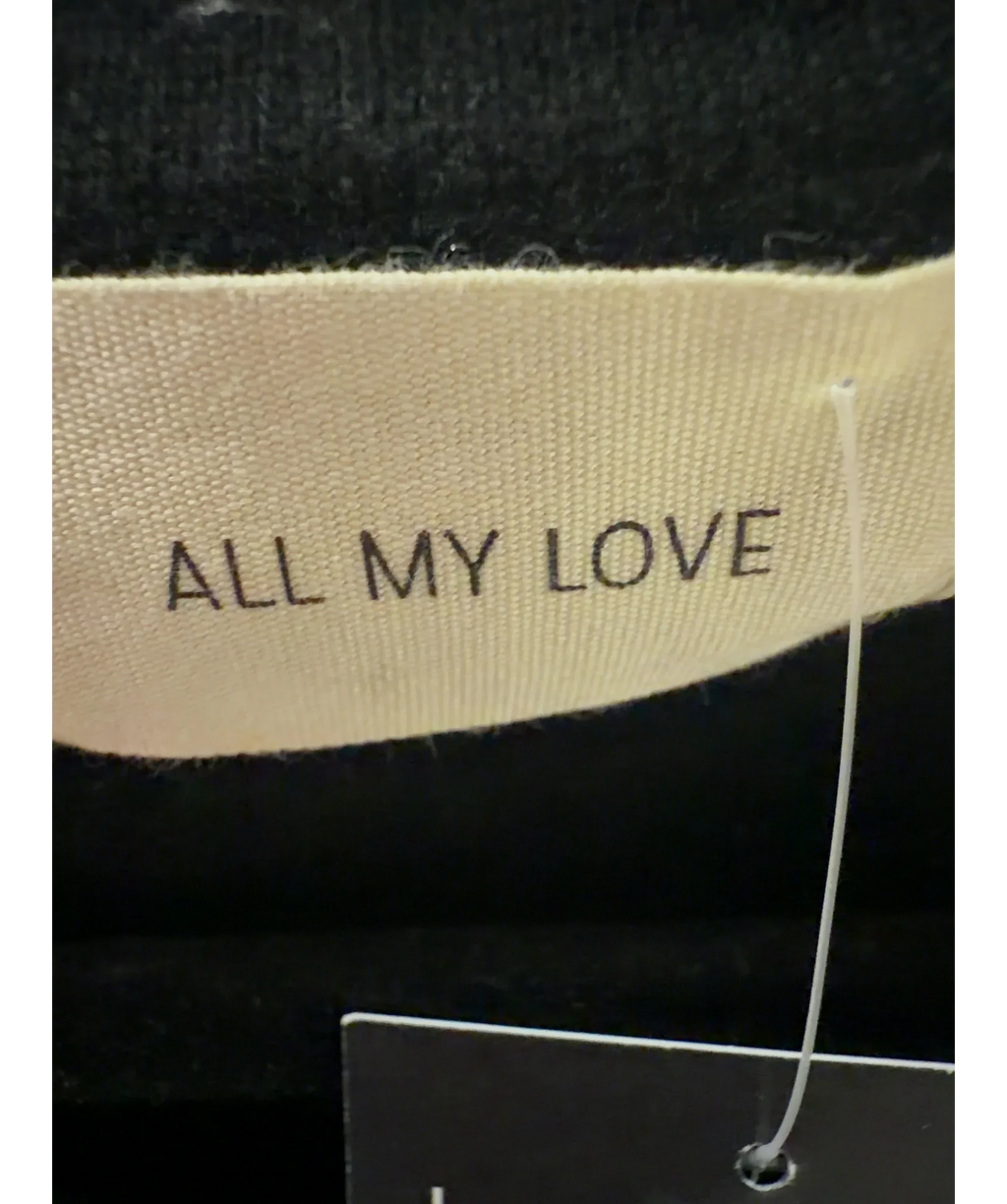 ALL MY LOVE Black 100% Cashmere V-Neck Vest Black, size UK S — detail