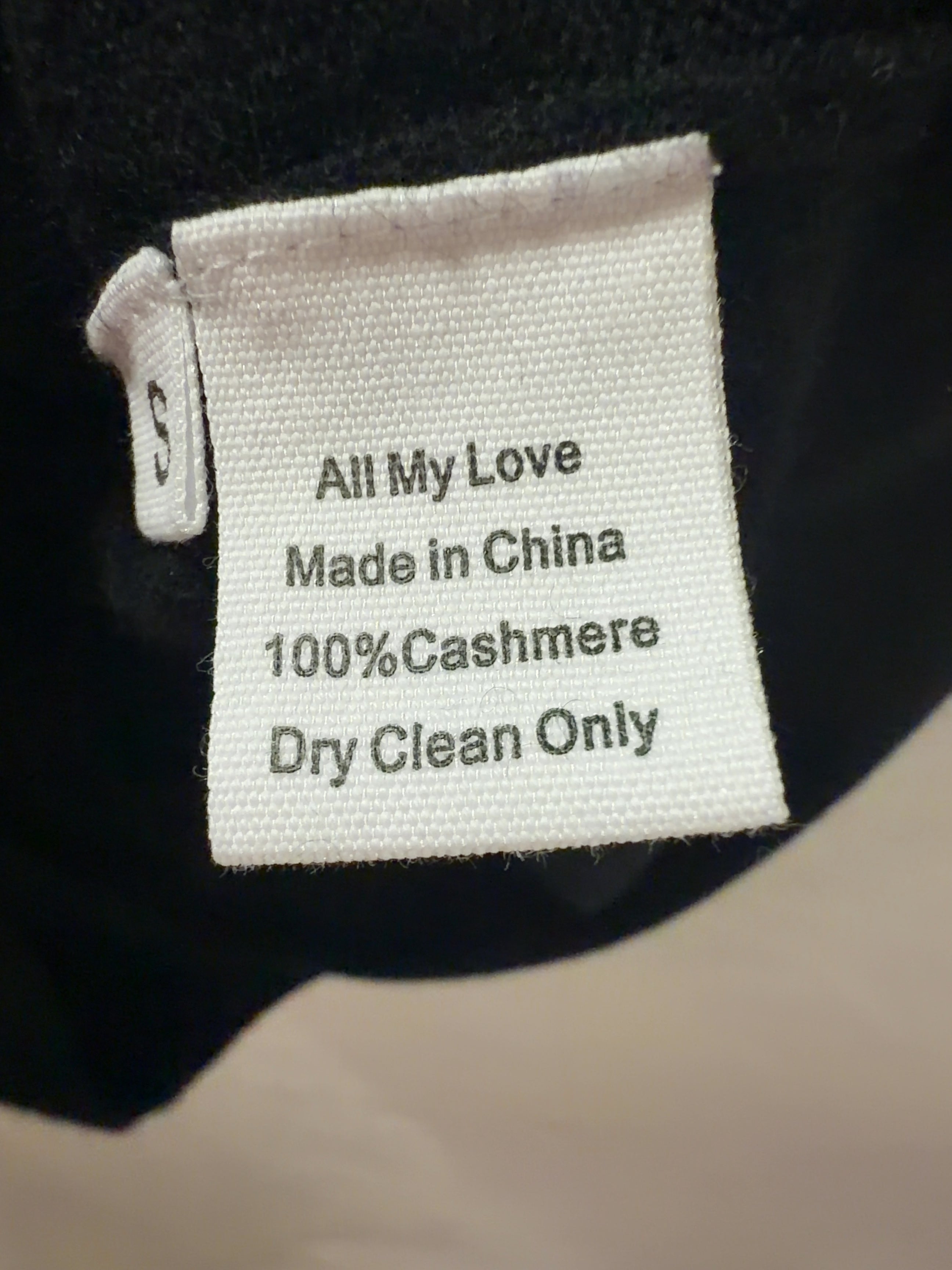 ALL MY LOVE Black 100% Cashmere V-Neck Vest Black, size UK S — label