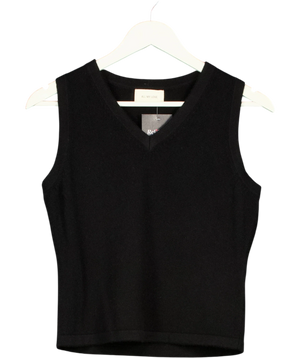 ALL MY LOVE 100% Cashmere V-neck Vest Black UK S