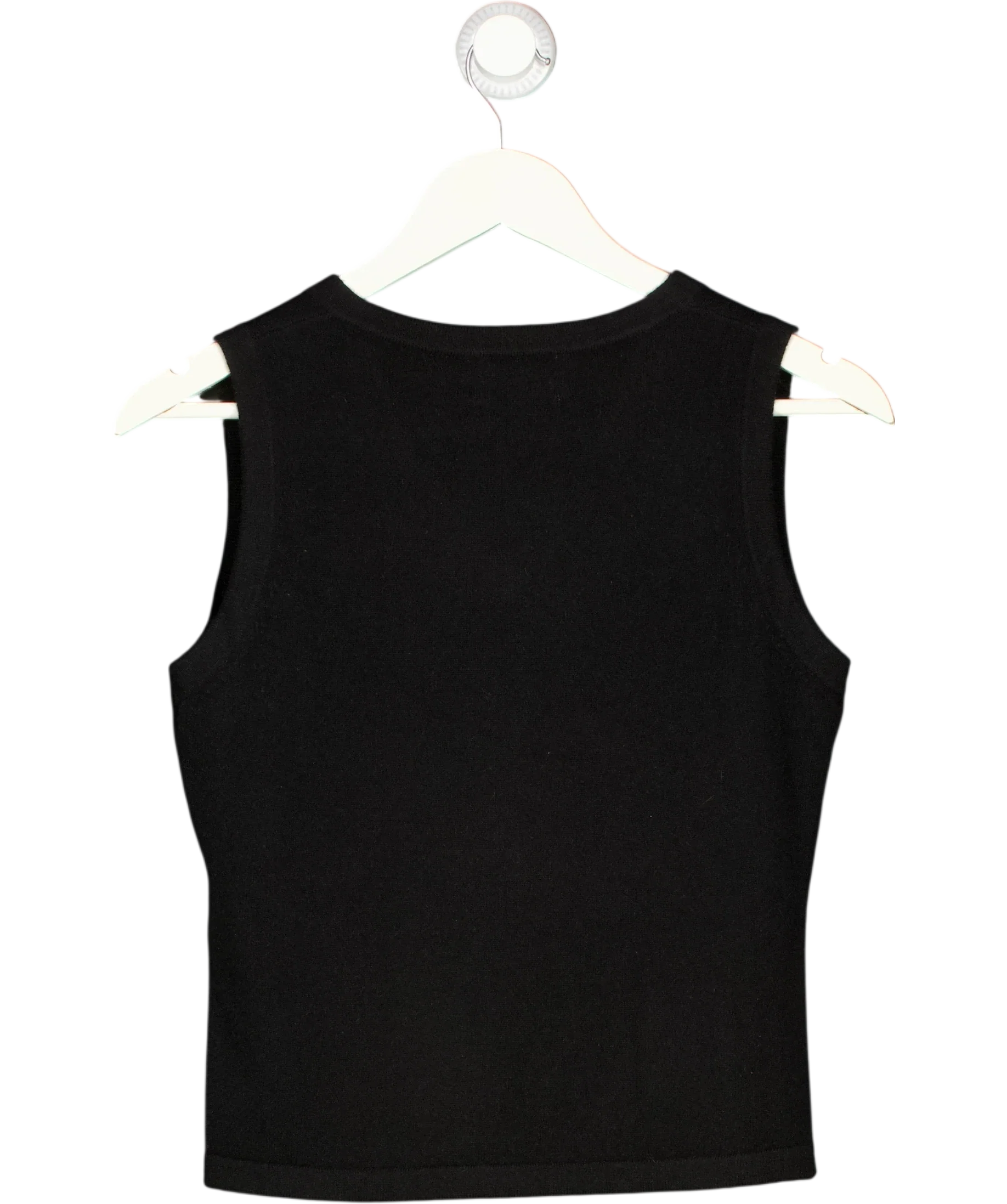 ALL MY LOVE Black 100% Cashmere V-Neck Vest Black, size UK S — back