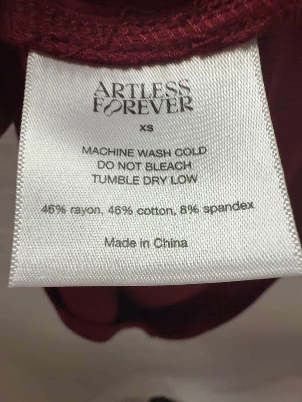 ARTLESS FOREVER Red Haze Racerback Tank Top Cherry Red, size UK XS — label