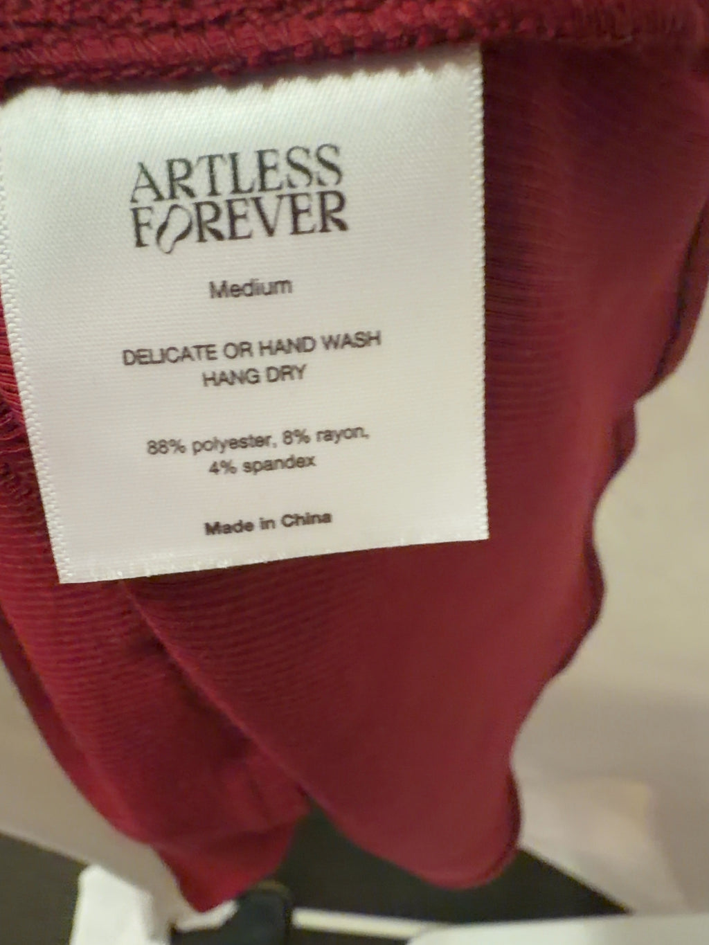 ARTLESS FOREVER Red Haze Racerback Tank Top Cherry Red, size UK M — care label