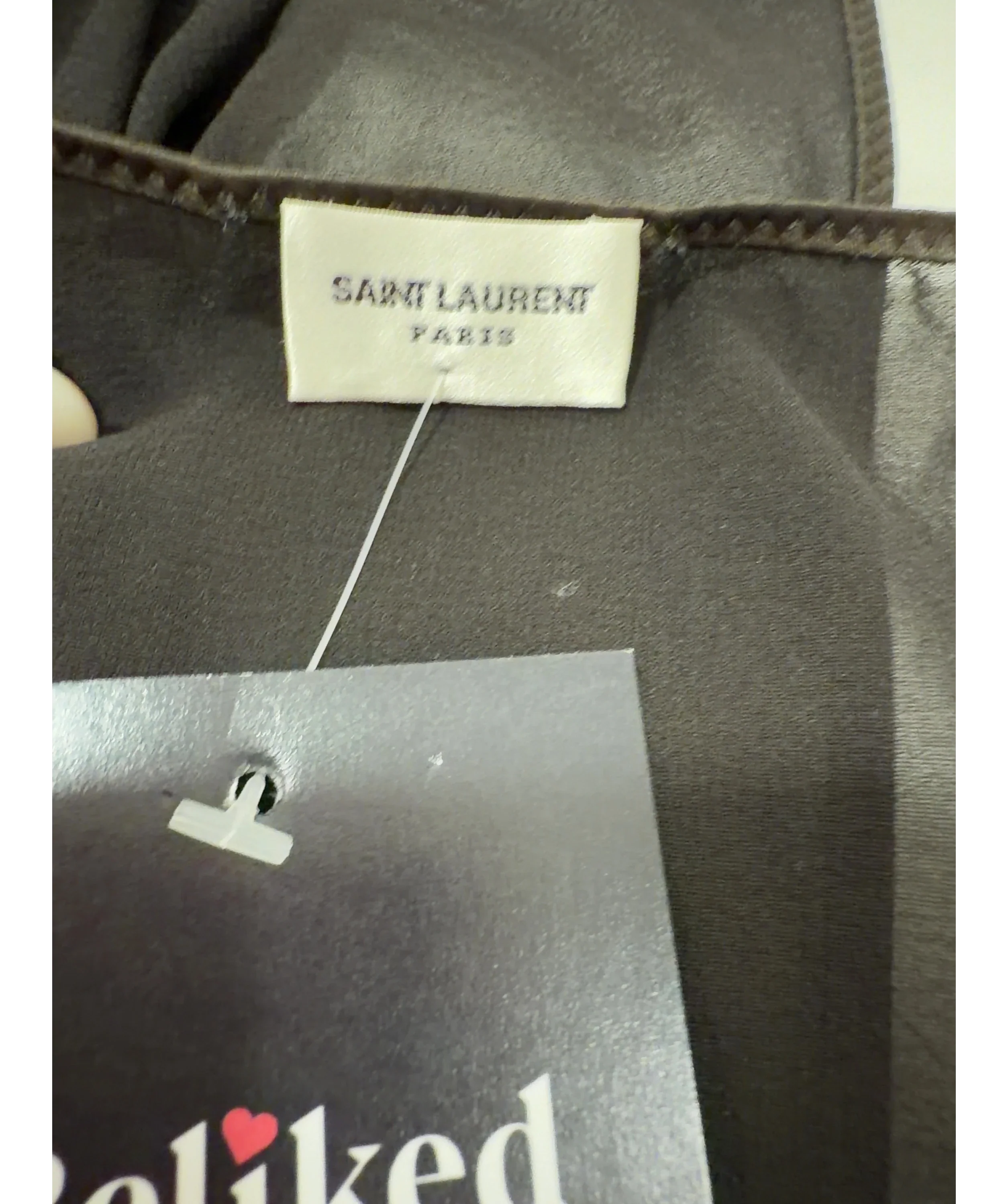 Saint Laurent Black Open Back Silk Blend Georgette Bodysuit — detail