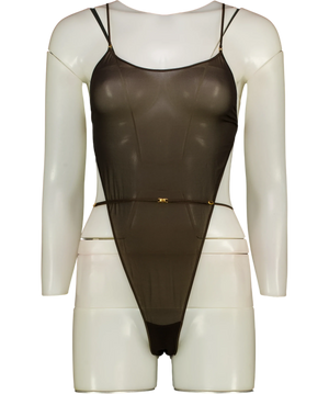 Saint Laurent Black Open Back Silk Blend Georgette Bodysuit One Size