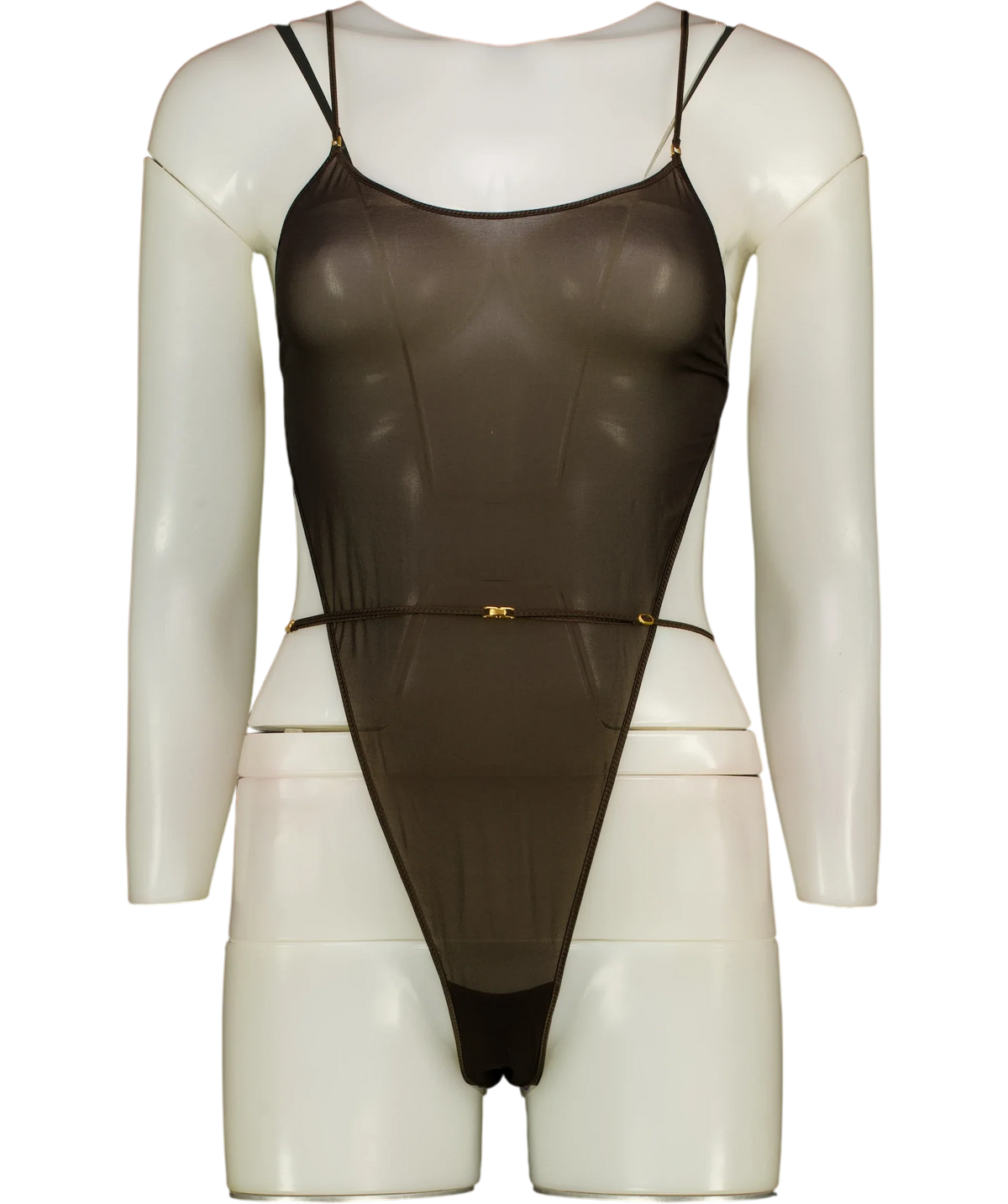 Saint Laurent Black Open Back Silk Blend Georgette Bodysuit — front