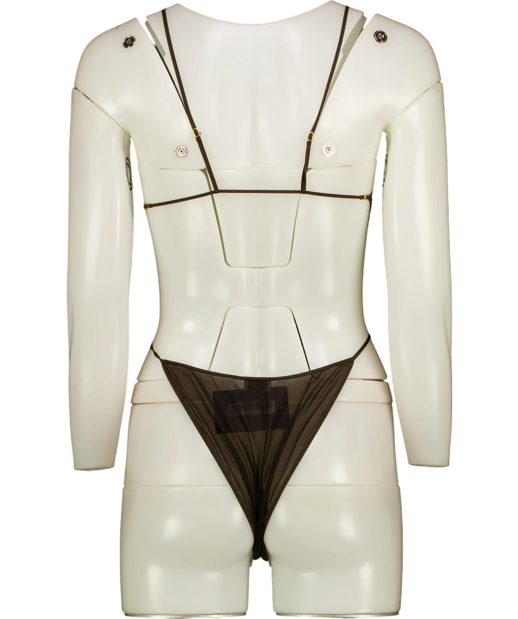 Saint Laurent Black Open Back Silk Blend Georgette Bodysuit — back