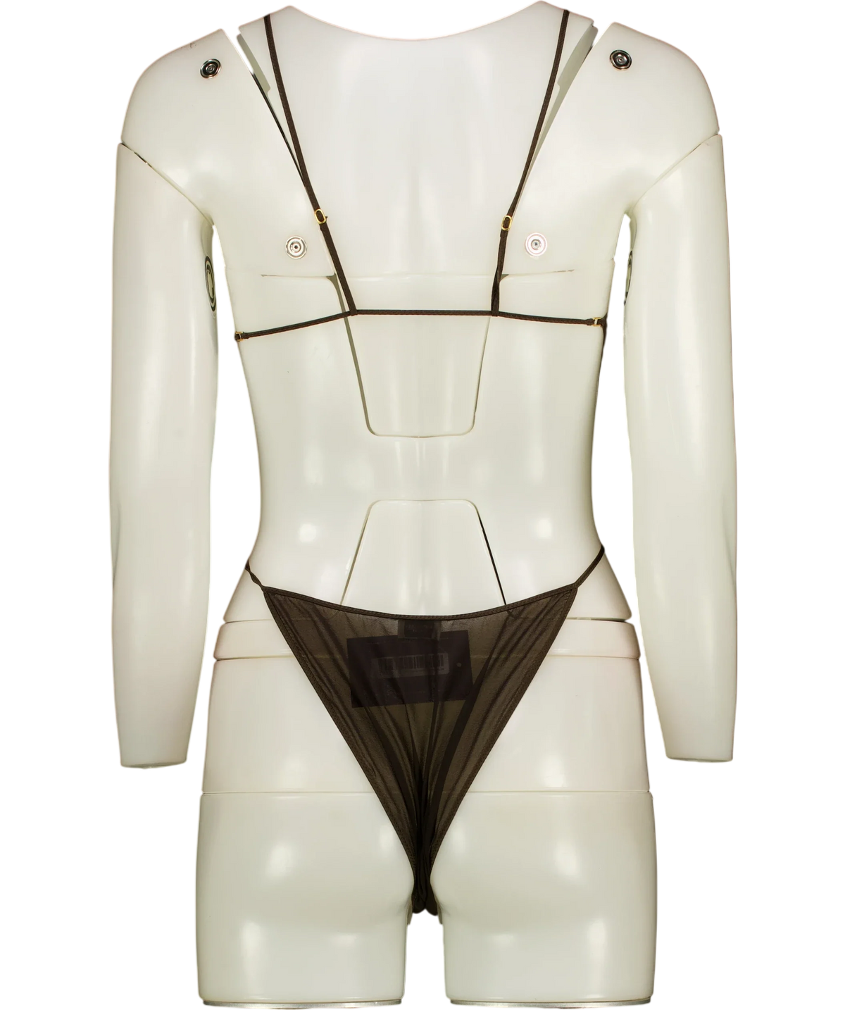 Saint Laurent Black Open Back Silk Blend Georgette Bodysuit — back