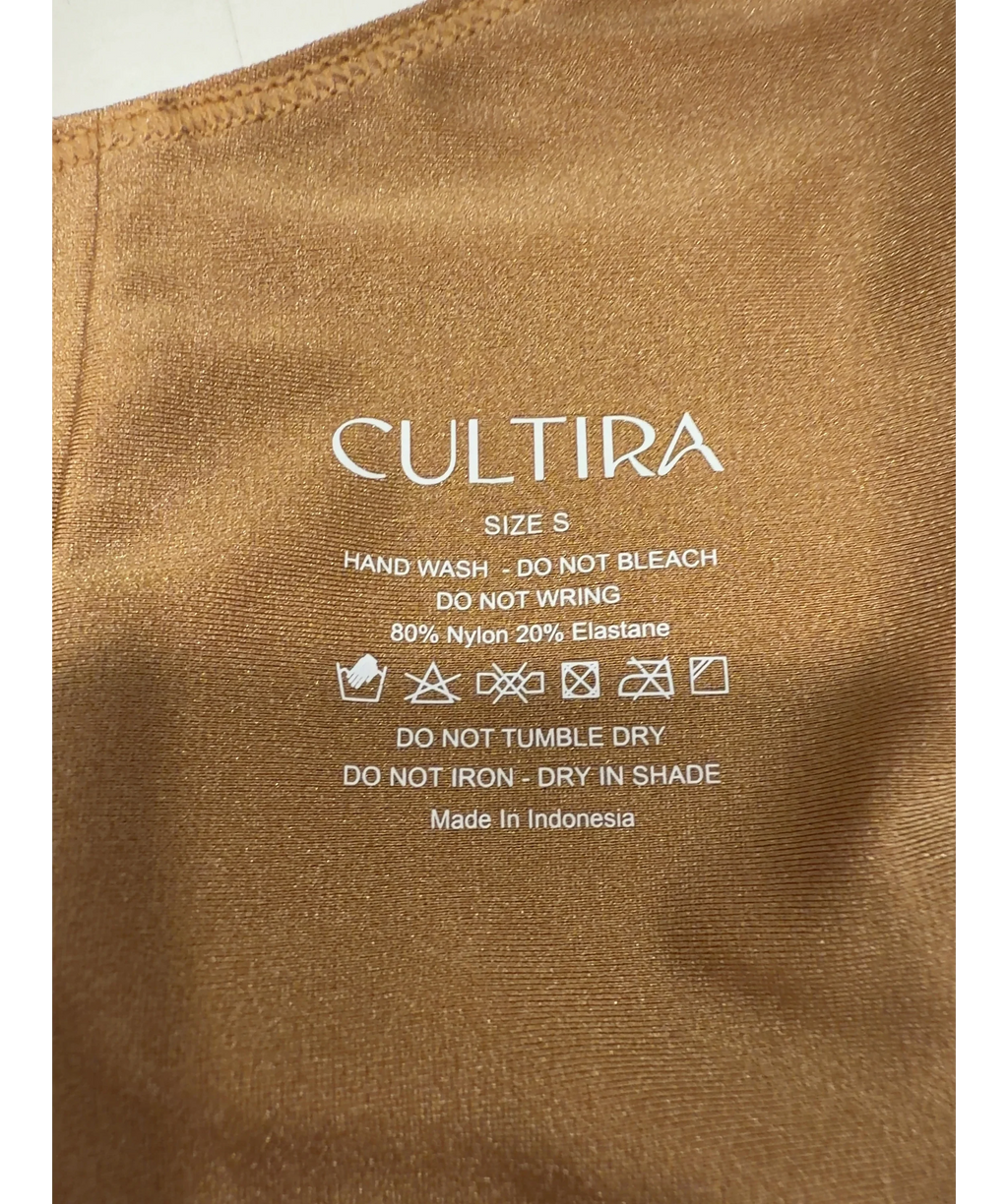 CULTIRA Beige Gold Halter O-Ring One Piece Swimsuit, size UK S — detail