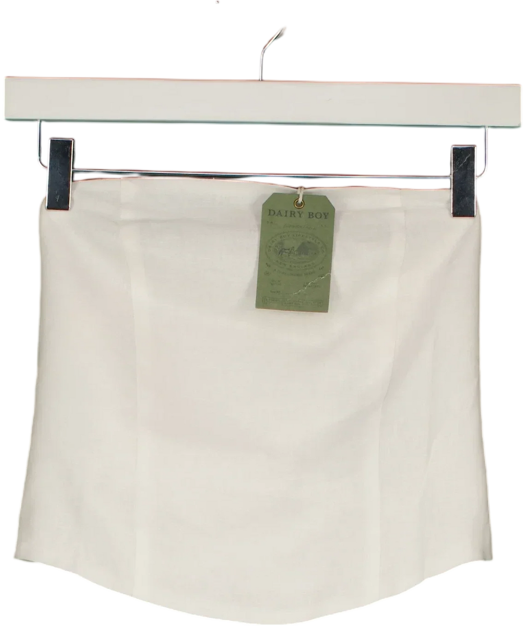 DAIRY BOY White Boat Day Top White, size UK S — front
