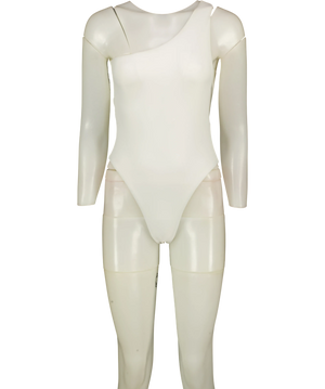SWIM BY DI White Pegeia Asymmetric One-piece Swimsuit UK S