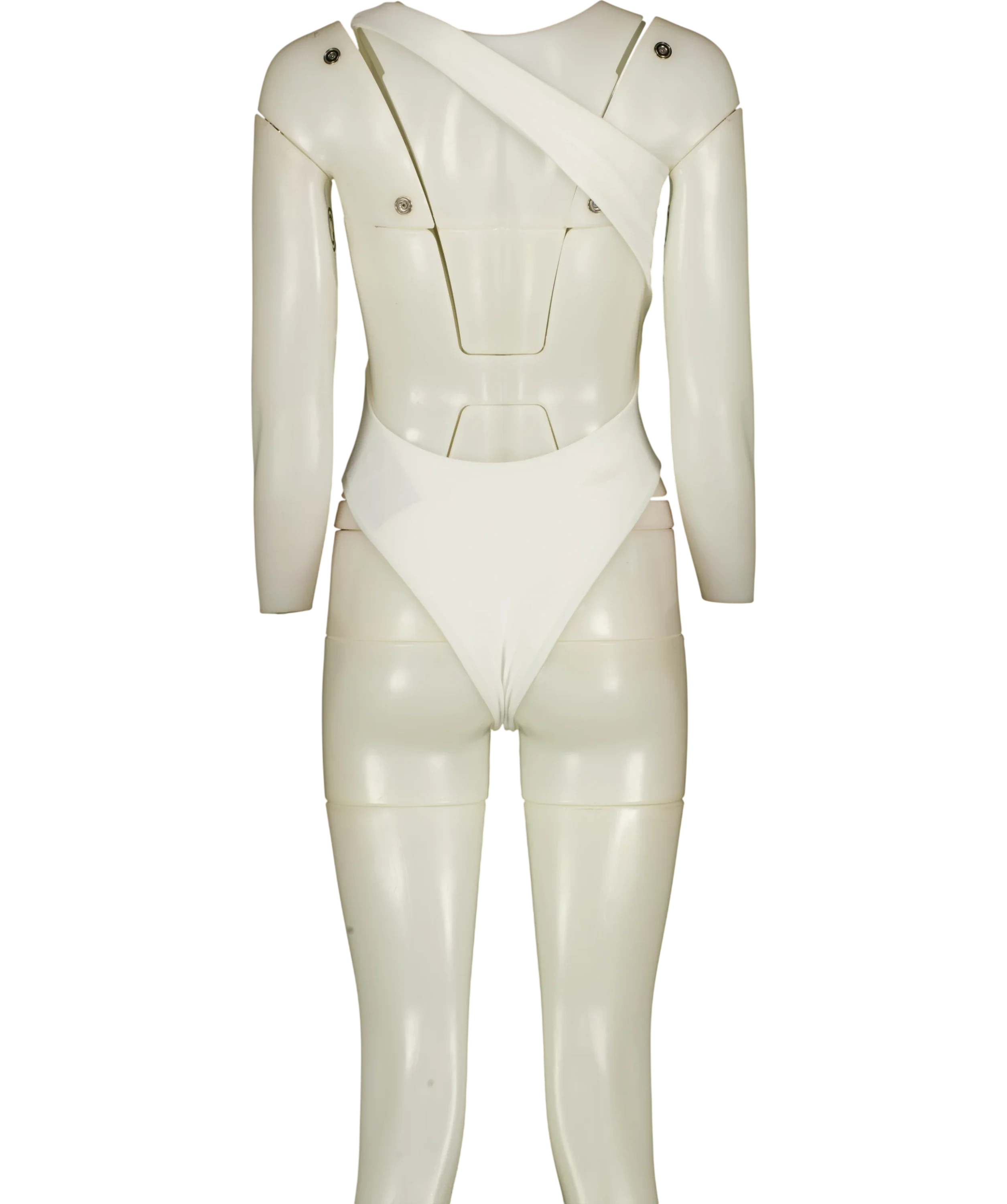 SWIM BY DI White White Pegeia Asymmetric One-Piece Swimsuit, size UK S — back