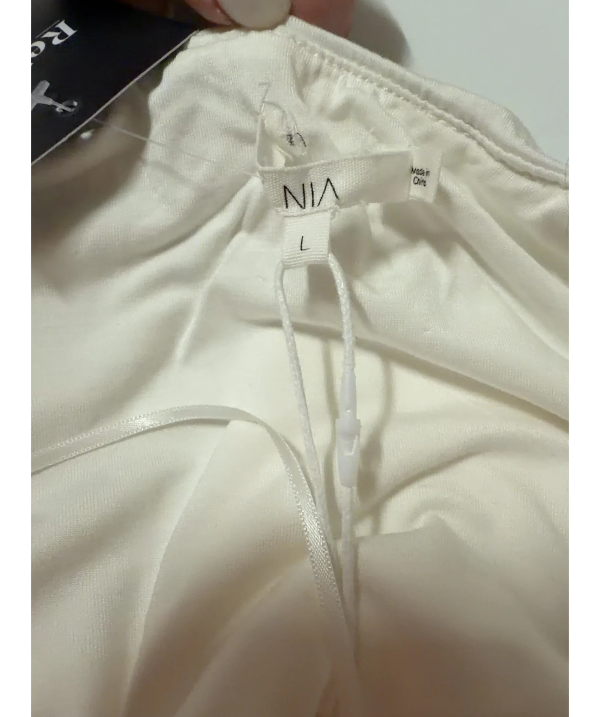 NIA Declan Cowl Neck Halter Top In White UK L — Materials