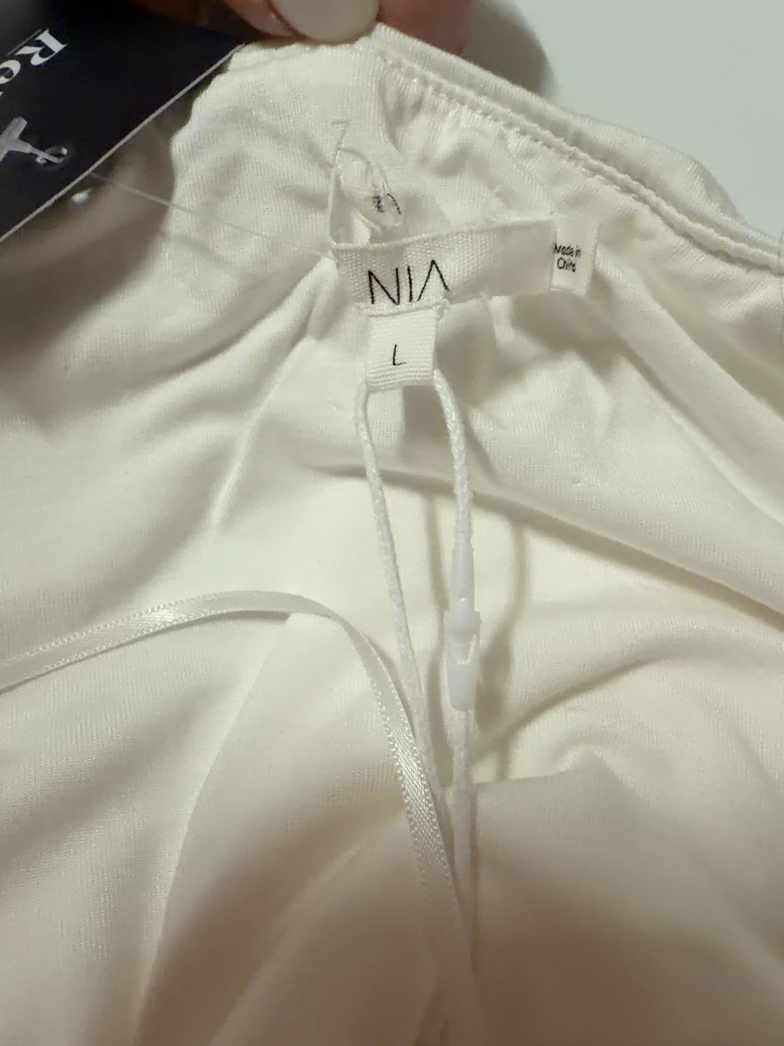NIA White Declan Cowl Neck Halter Top in White, size UK L — label