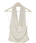 NIA White Declan Cowl Neck Halter Top in White, size UK L — front