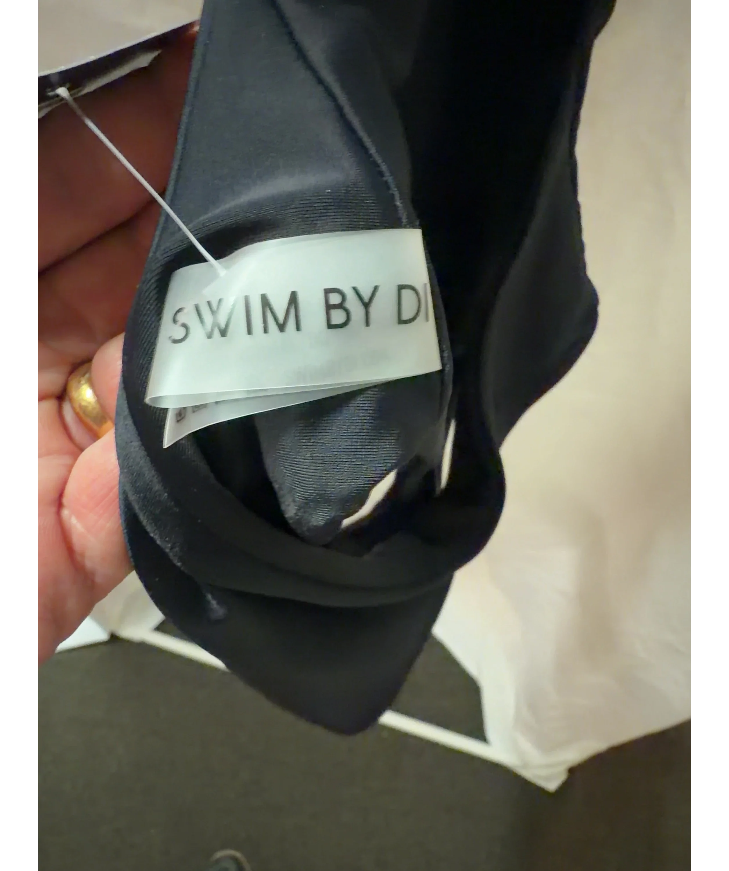 SWIM BY DI Black Black Pegeia Asymmetrical One-Piece Swimsuit, size UK S — detail