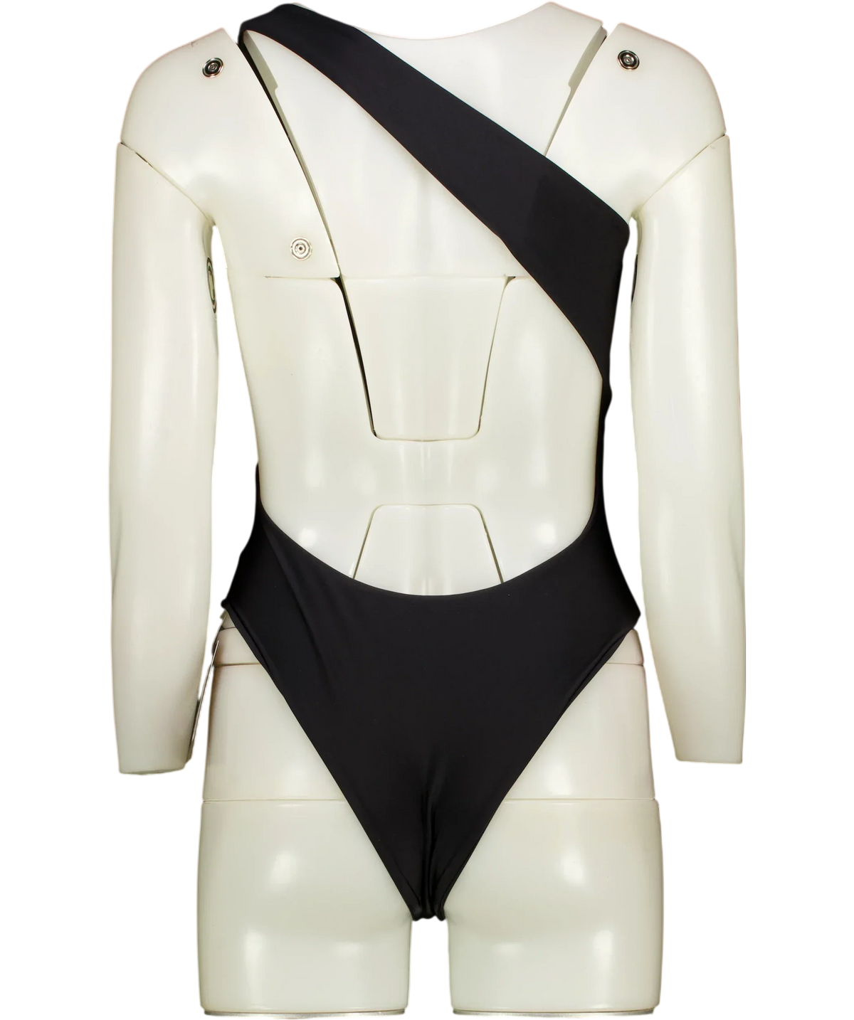 SWIM BY DI Black Black Pegeia Asymmetrical One-Piece Swimsuit, size UK S — back