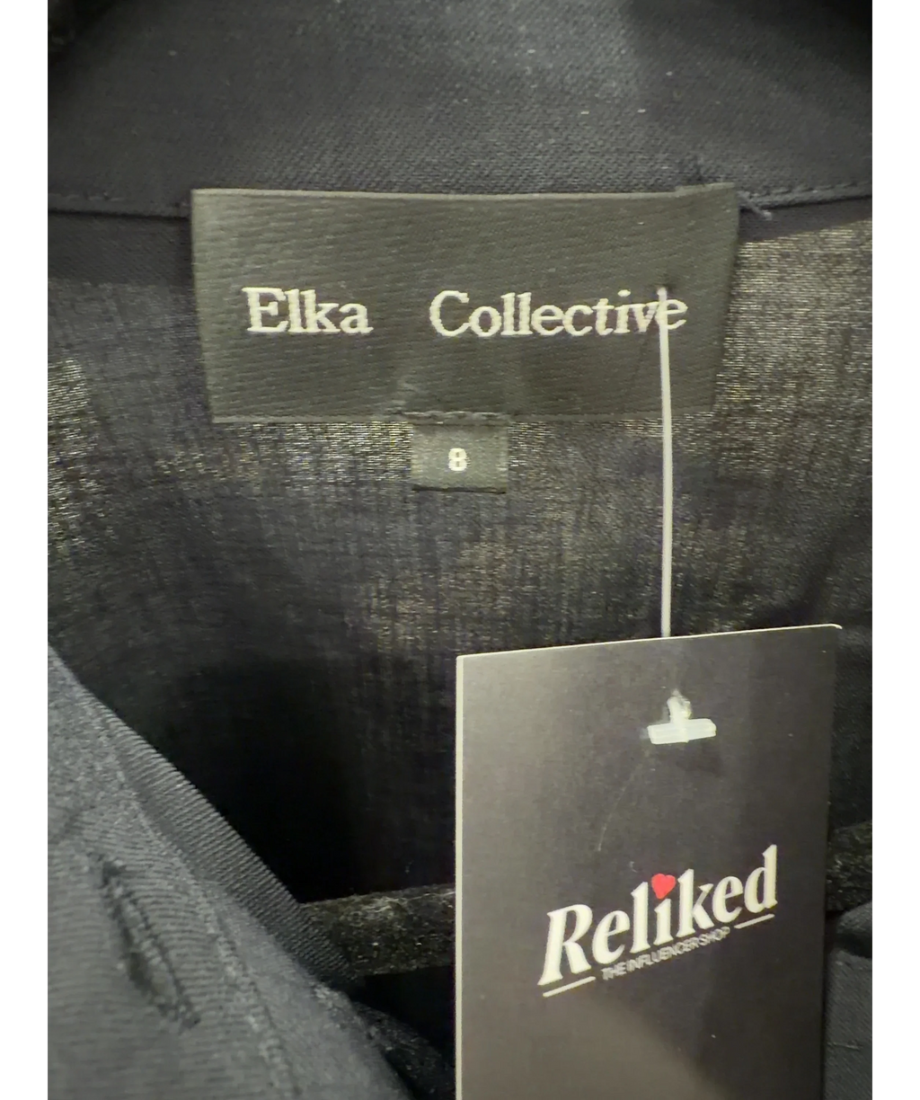 Elka Collective Black Miller Long Sleeve Shirt Midnight Ink, size UK 8 — detail