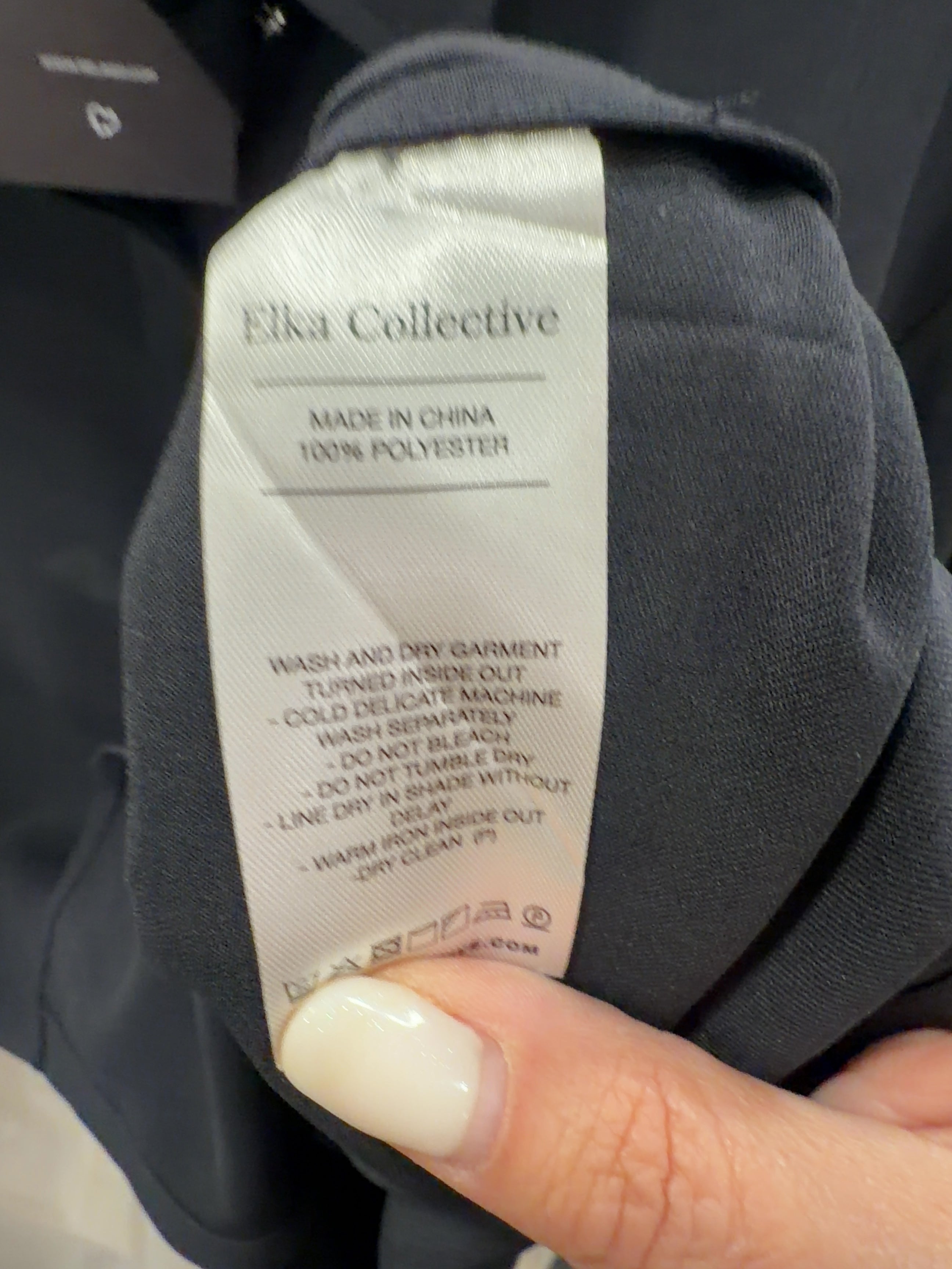 Elka Collective Black Miller Long Sleeve Shirt Midnight Ink, size UK 8 — label