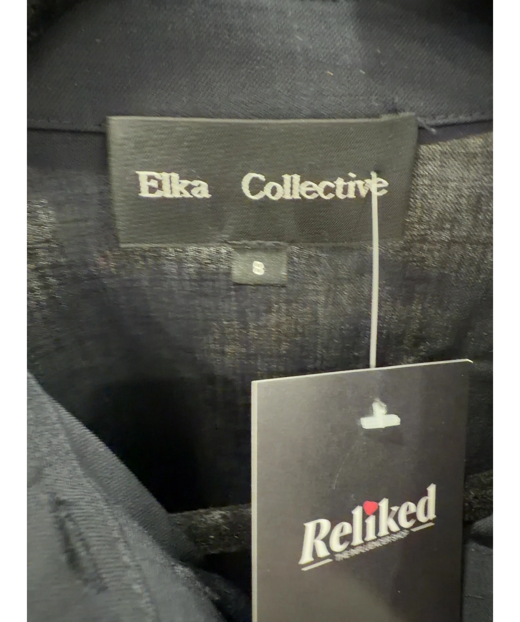 Elka Collective Black Miller Long Sleeve Shirt Midnight Ink UK 8 — Size