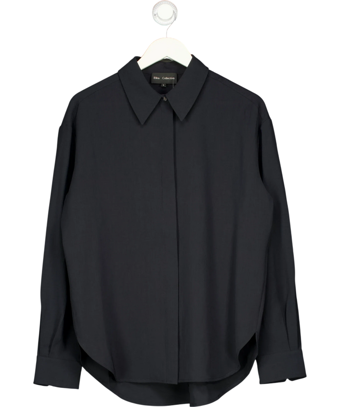 Elka Collective Black Miller Long Sleeve Shirt Midnight Ink UK 8