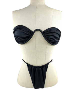 Cultira Ruched 2-piece U-Wire Strapless Bandeau Bikini Set - Back  UK S