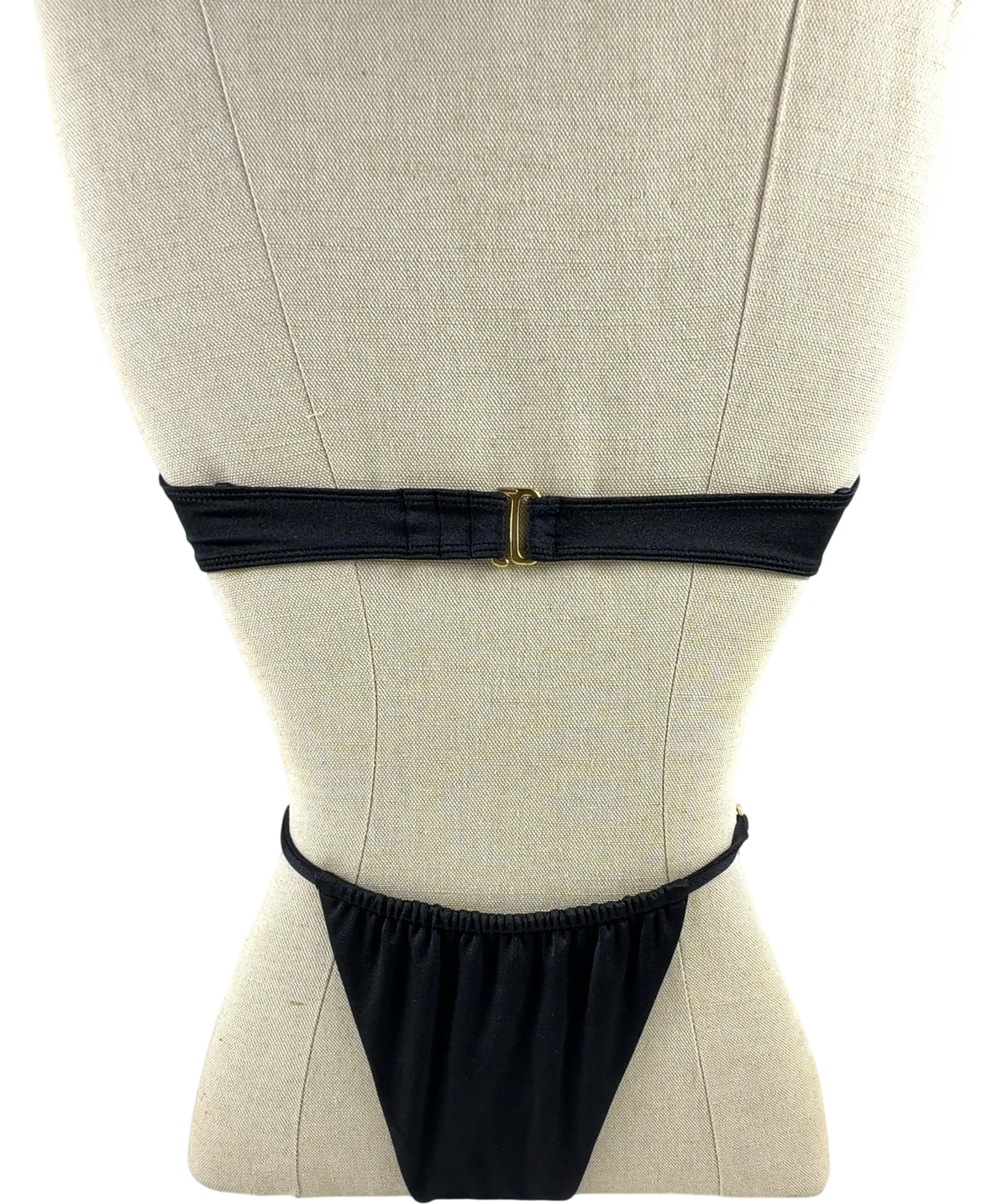 CULTIRA Black ruched U-wire strapless bandeau bikini  set, size UK S — back