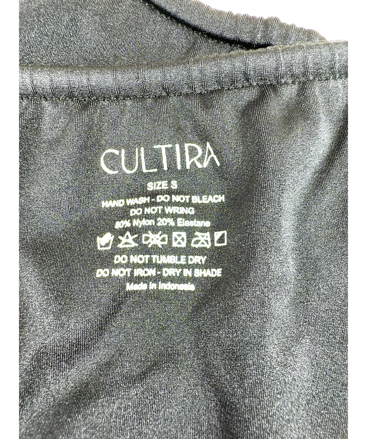 CULTIRA Black ruched U-wire strapless bandeau bikini  set, size UK S — label