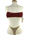 TRIANGL Red MIMA - BUTTER CROCHET STRIPE Crop Bikini Set, size UK S — front