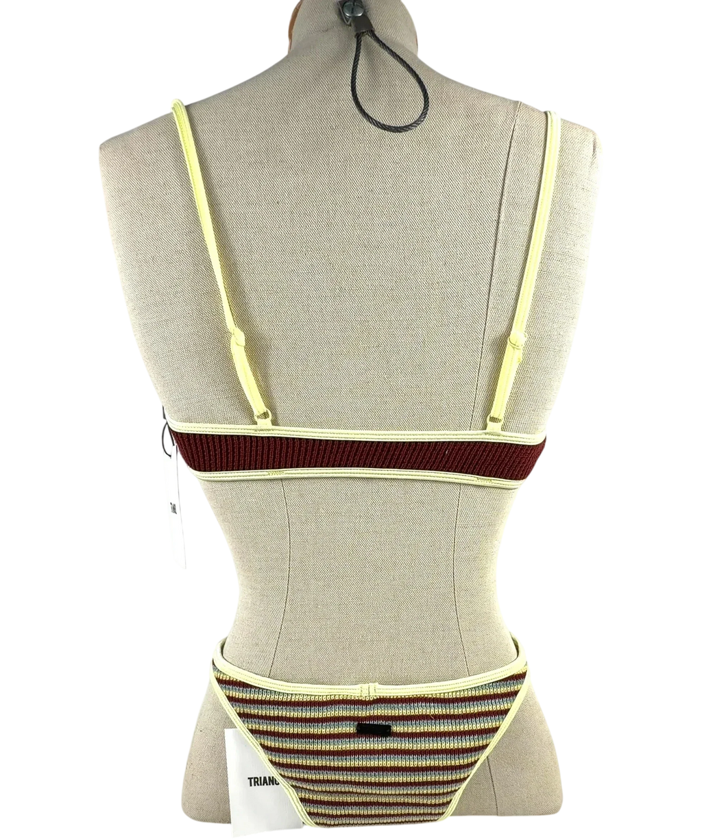 TRIANGL Red MIMA - BUTTER CROCHET STRIPE Crop Bikini Set, size UK S — back