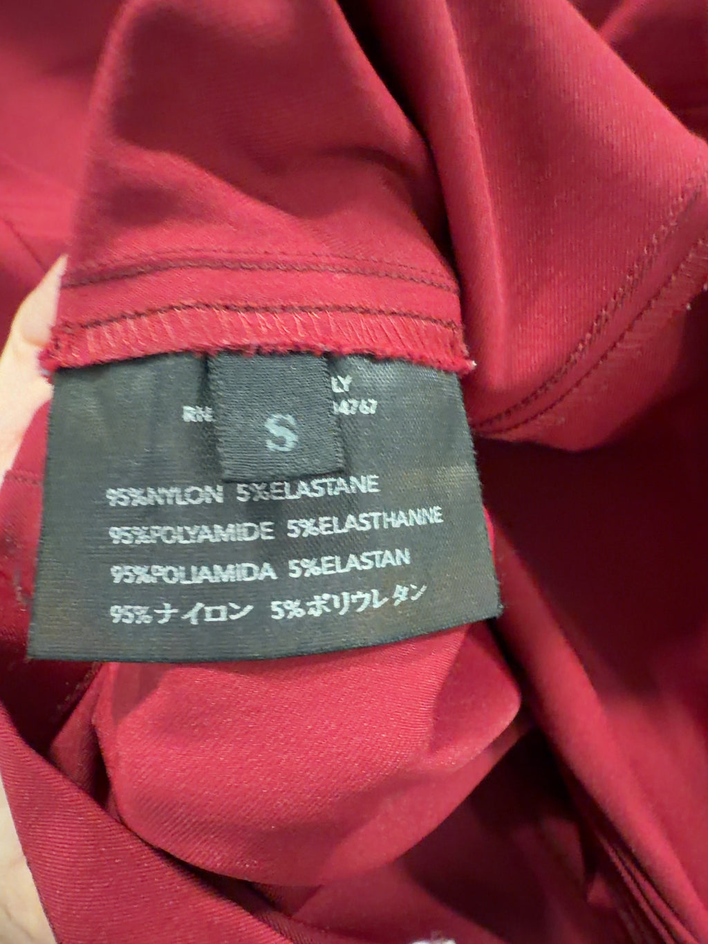 Prada Red Dark Red High Neck Zip Up Jacket, size UK S — care label